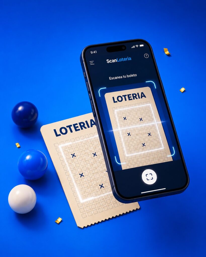 Móvil escaneando un boleto de lotería con la aplicación de ScanLoteria